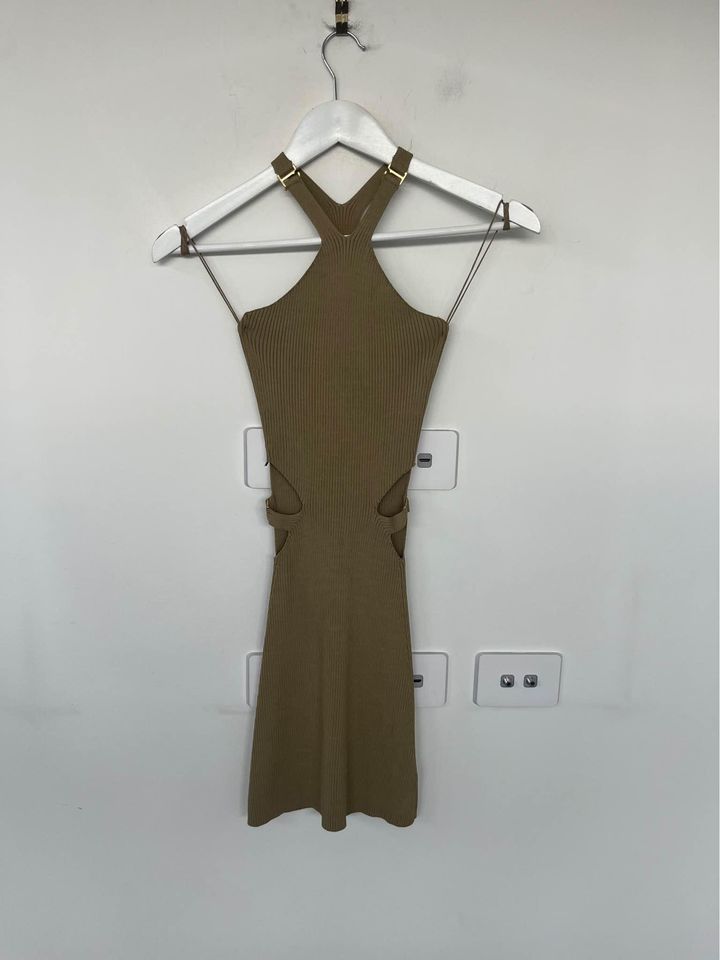 Dion Lee Khaki Knit Mini Dress - size xs