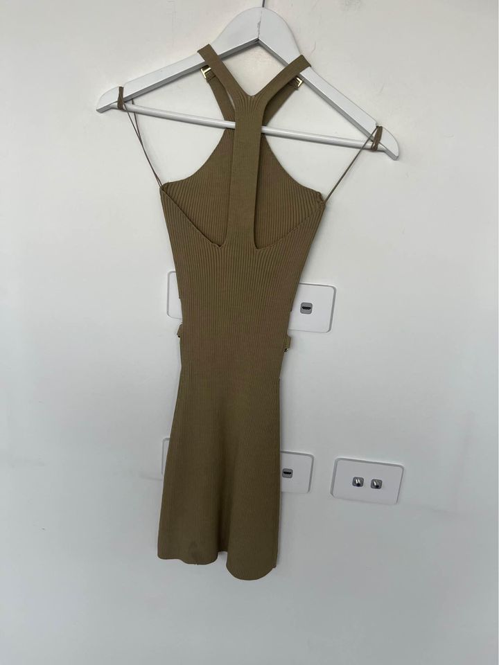 Dion Lee Khaki Knit Mini Dress - size xs