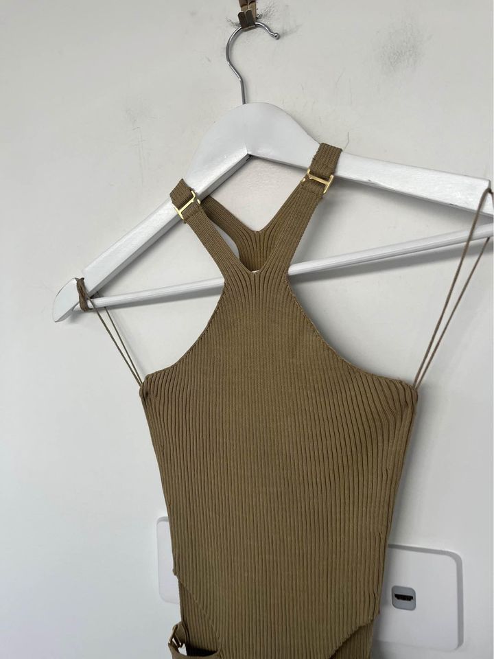 Dion Lee Khaki Knit Mini Dress - size xs