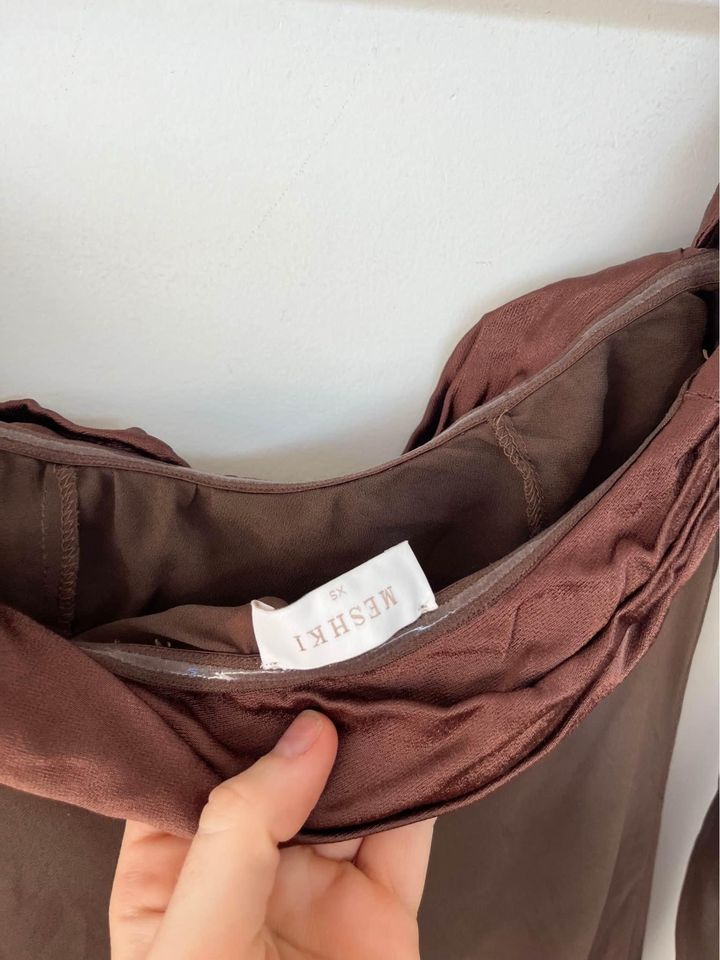 Meshki Brown Sheer Maxi Dress - size xs
