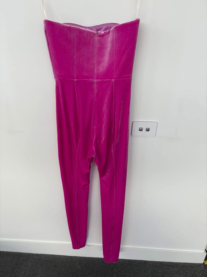 Alex Perry Pink Velvet Jumpsuit - size 8