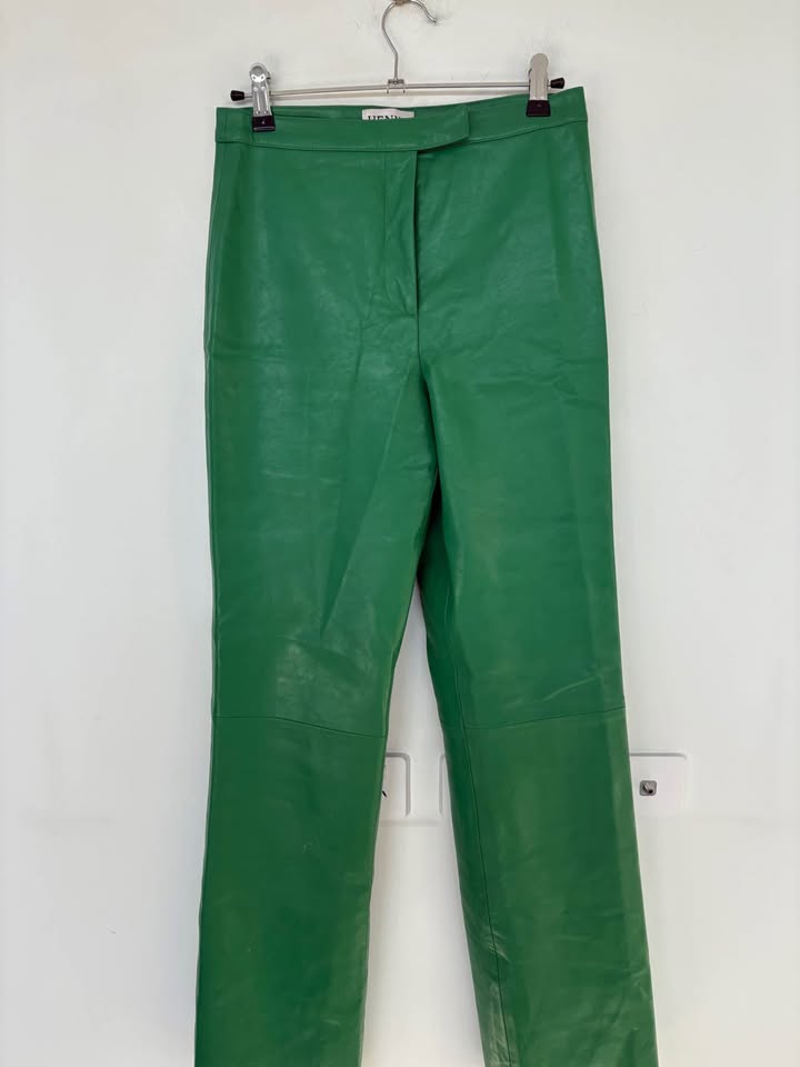 Henne Green Leather PU Pants - size xs