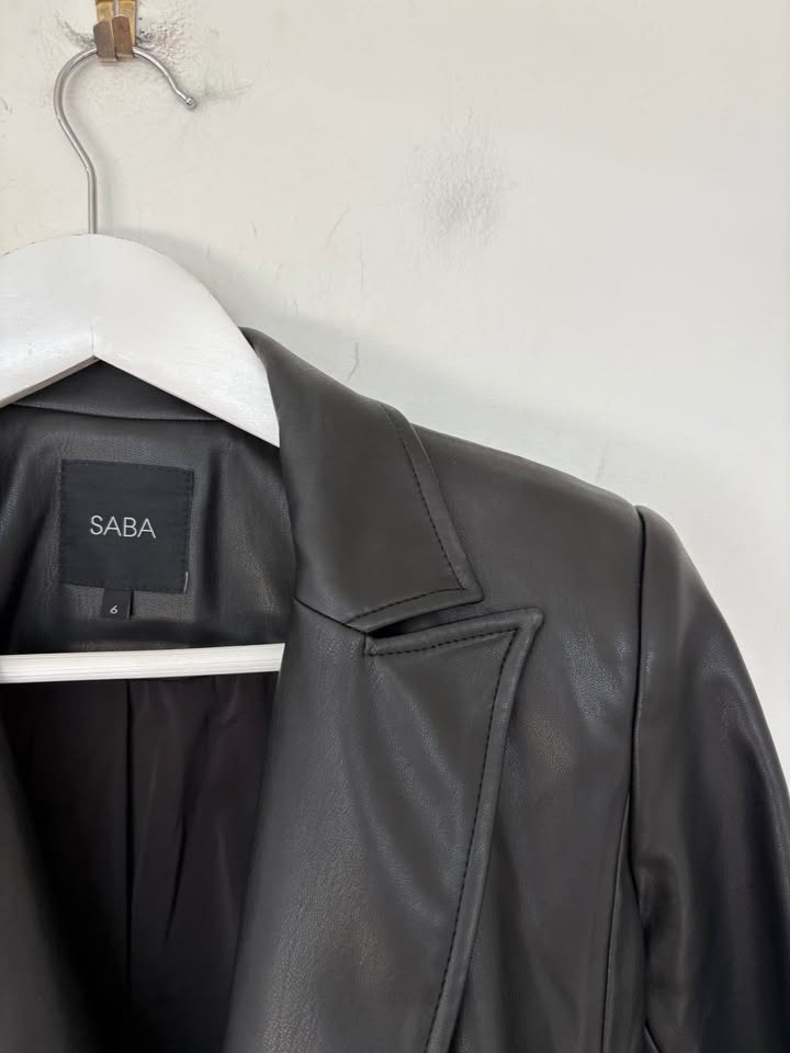 Saba Faux Leather Blazer - size 6