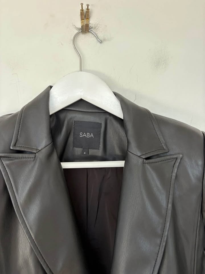 Saba Faux Leather Blazer - size 6