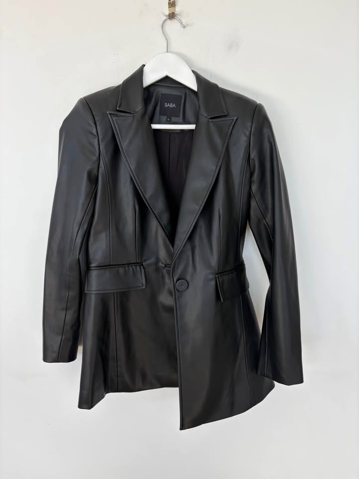 Saba Faux Leather Blazer - size 6