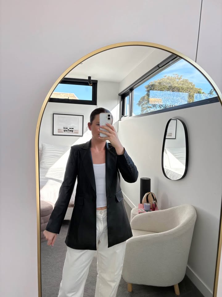 Saba Faux Leather Blazer - size 6