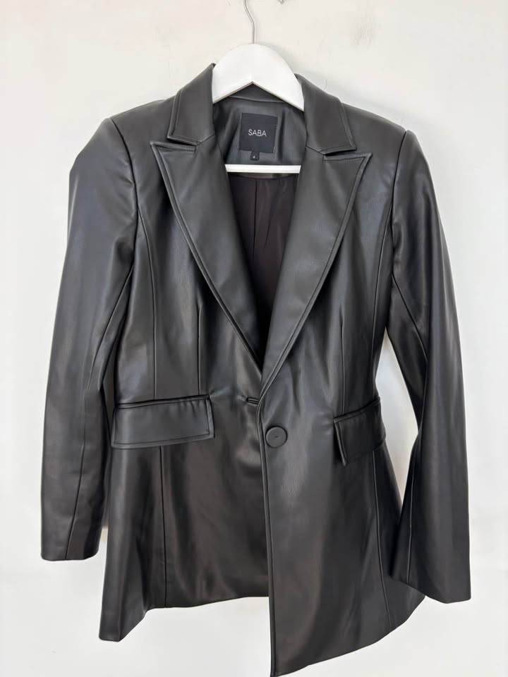 Saba Faux Leather Blazer - size 6