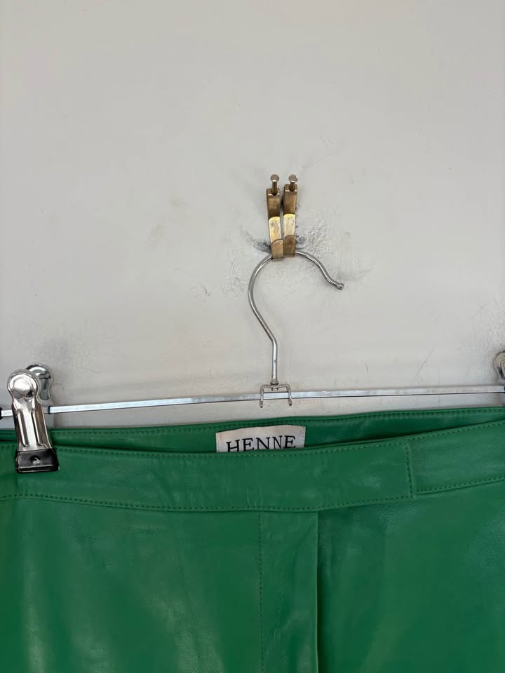Henne Green Leather PU Pants - size xs