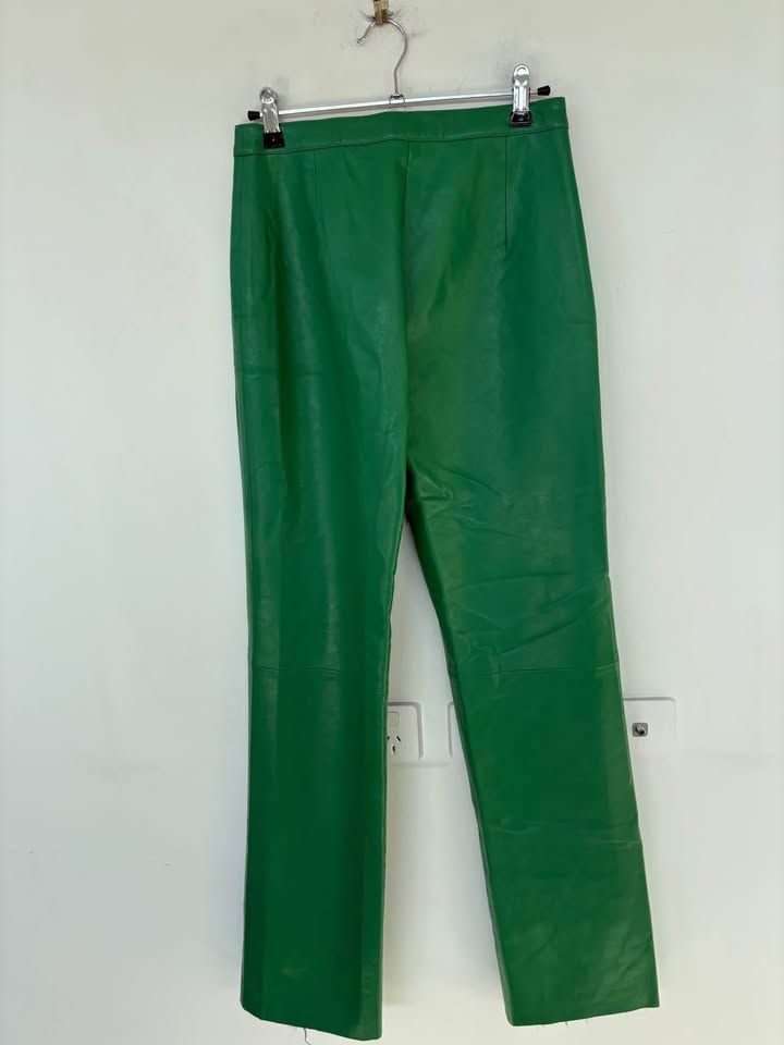 Henne Green Leather PU Pants - size xs