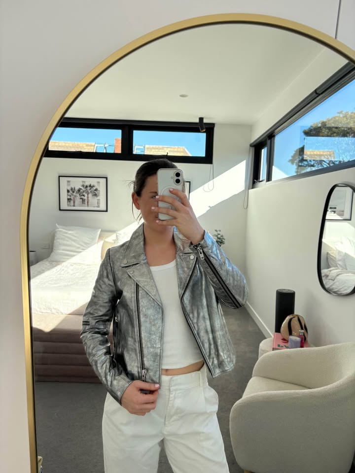NEUW Silver Leather Jacket - size medium