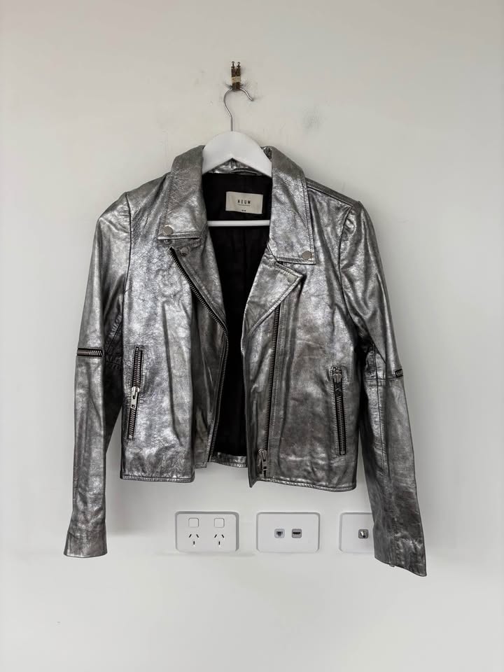 NEUW Silver Leather Jacket - size medium