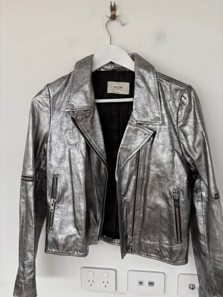 NEUW Silver Leather Jacket - size medium