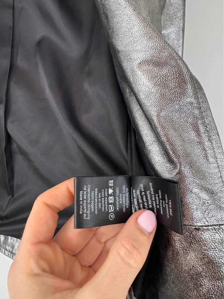 NEUW Silver Leather Jacket - size medium