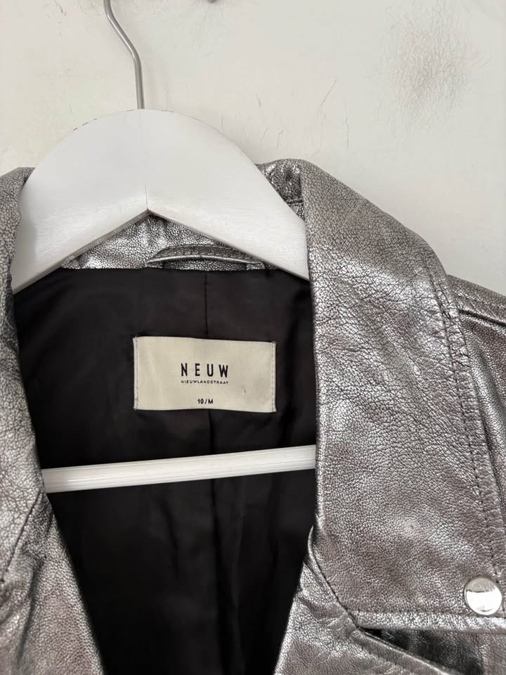NEUW Silver Leather Jacket - size medium