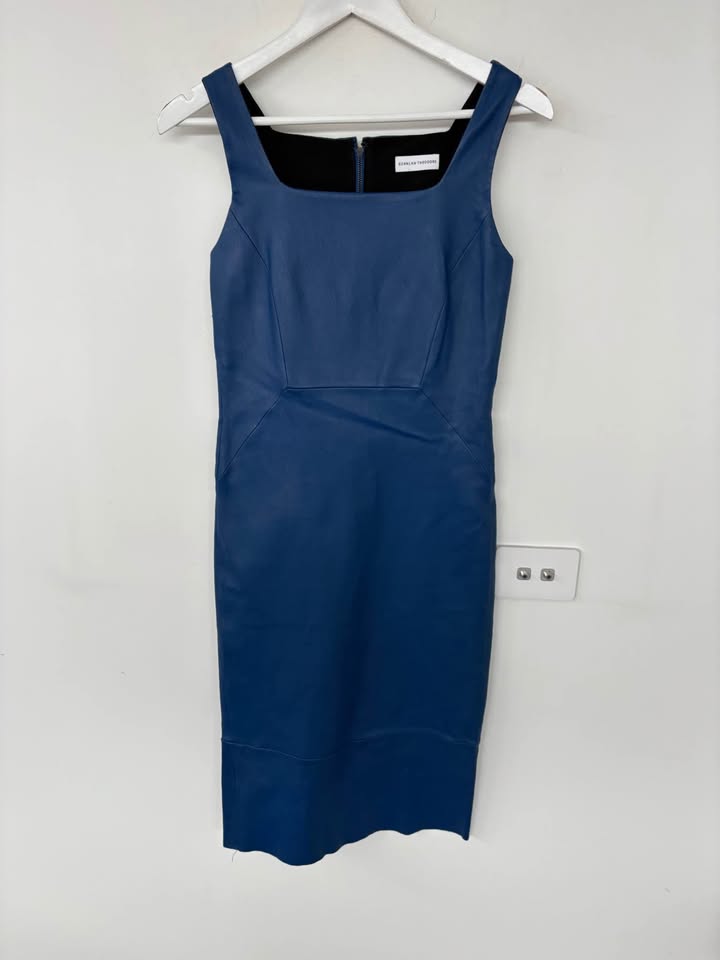 Scanlan Theodore Leather Midi Dress - Size 10
