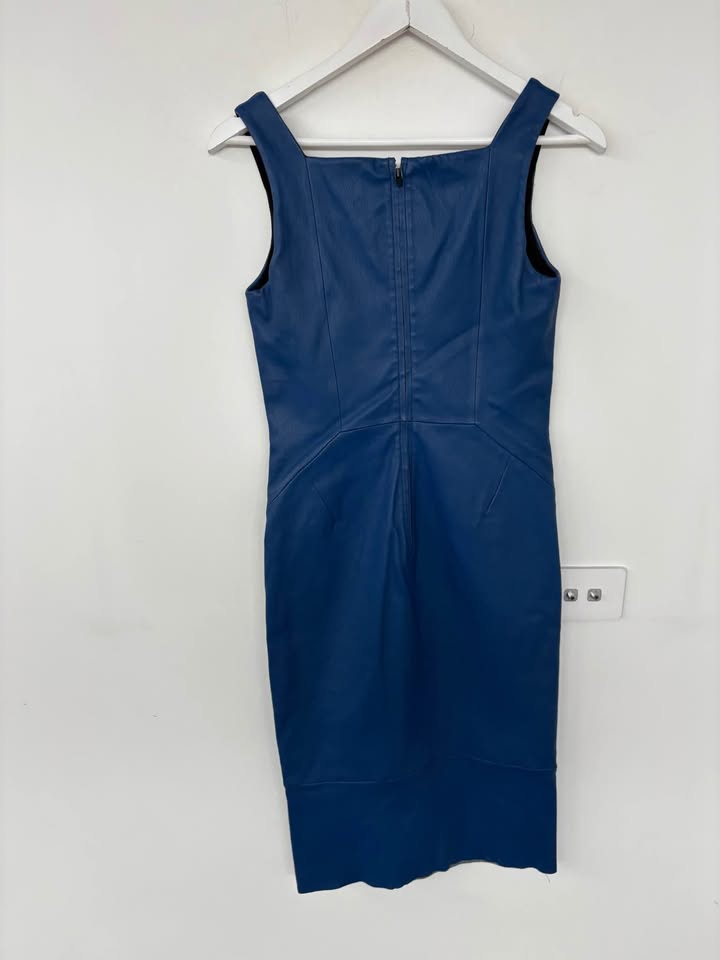 Scanlan Theodore Leather Midi Dress - Size 10