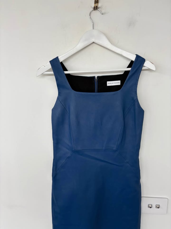 Scanlan Theodore Leather Midi Dress - Size 10