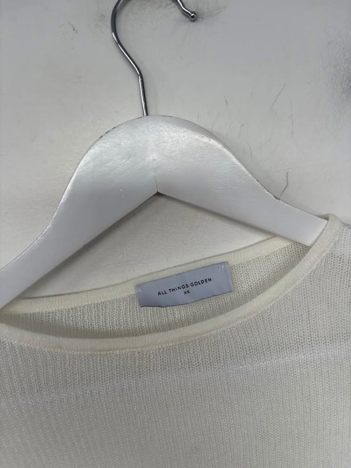 All Things Golden Sheer Knit Top - Size XS