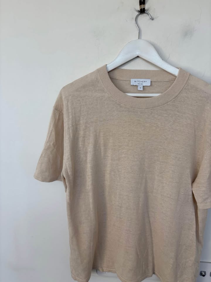 Witchery Linen Knit Tee - Size Medium