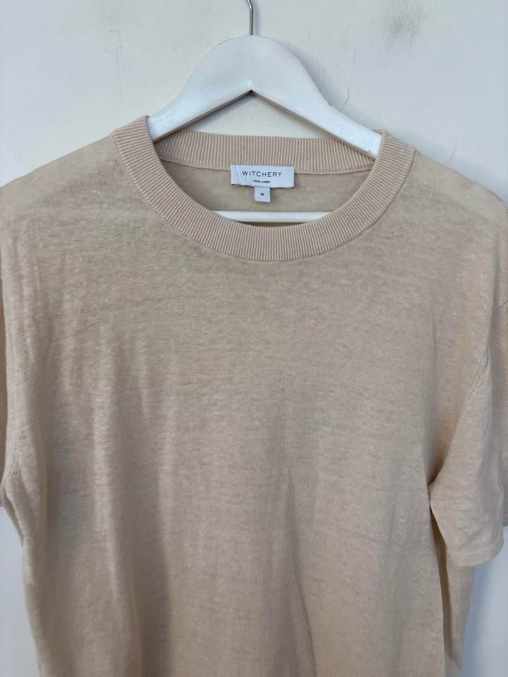 Witchery Linen Knit Tee - Size Medium