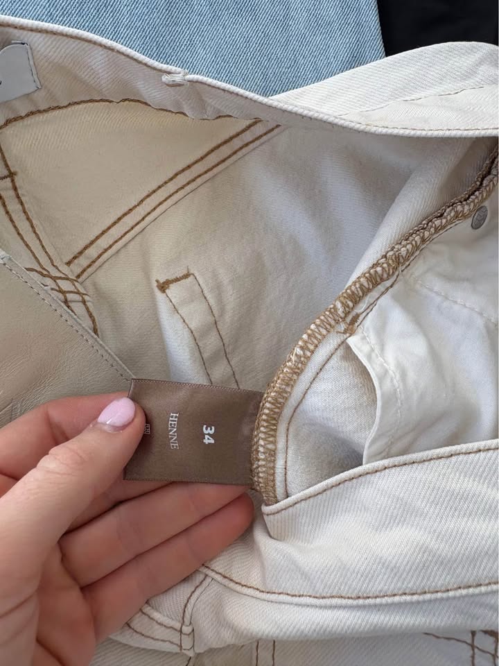 Henne Cream Jeans - Size 34