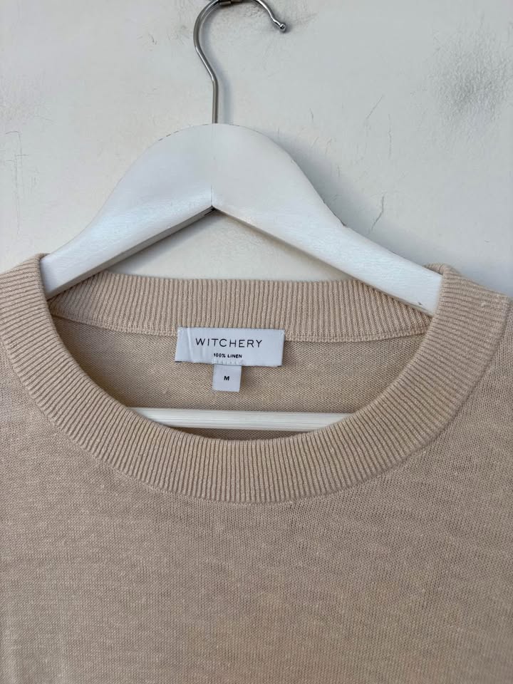 Witchery Linen Knit Tee - Size Medium