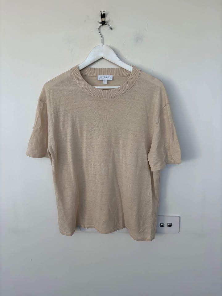 Witchery Linen Knit Tee - Size Medium