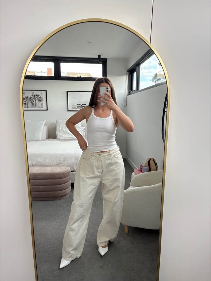 Henne Cream Jeans - Size 34
