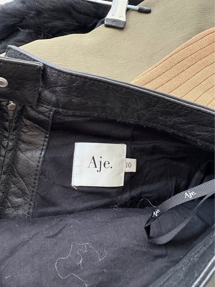 Aje Black Leather Mini Skirt - Size 10