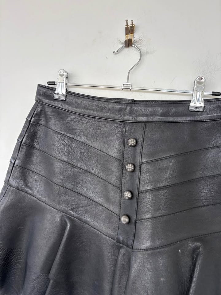 Aje Black Leather Mini Skirt - Size 10