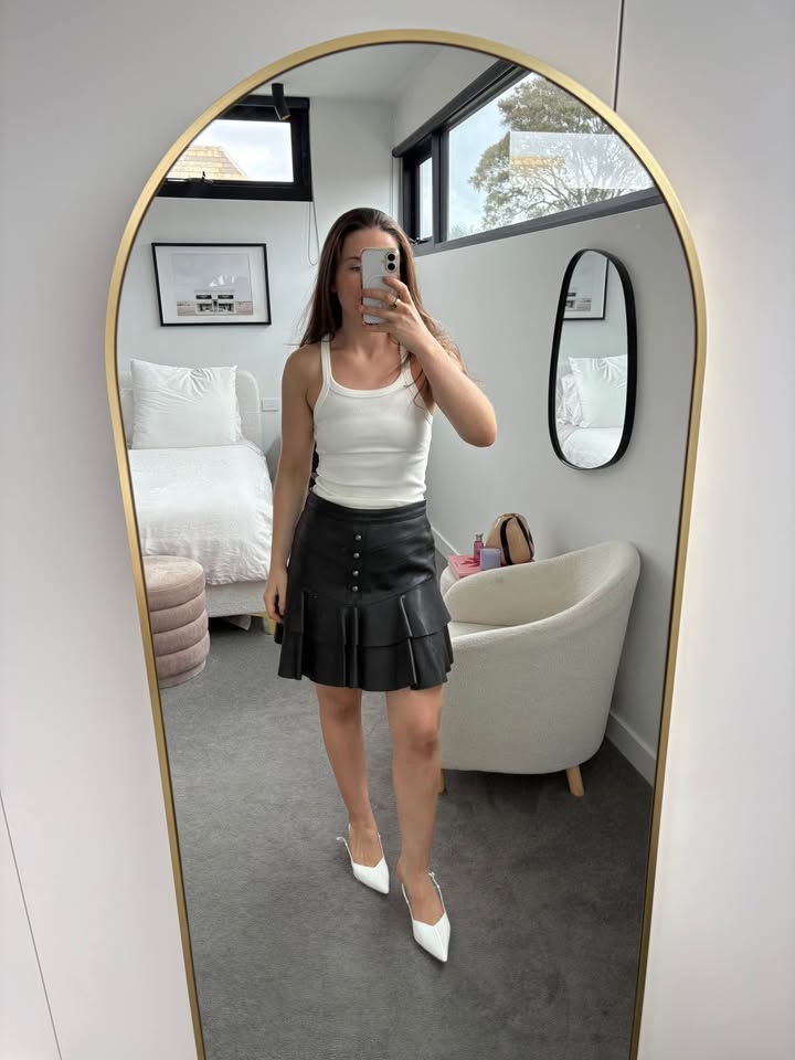 Aje Black Leather Mini Skirt - Size 10