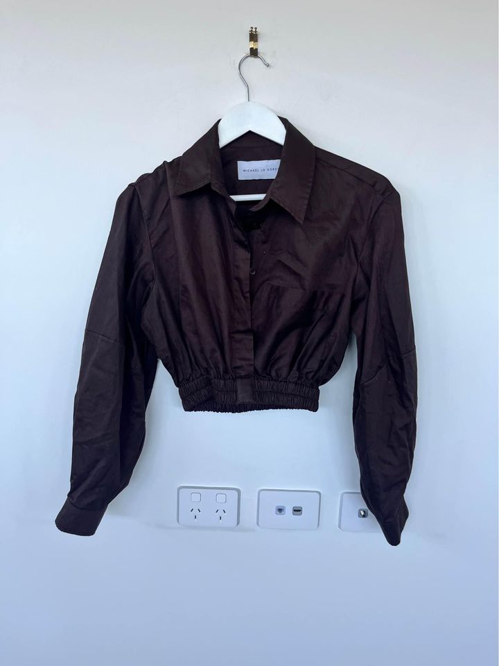 Michael Lo Sordo Brown Cropped Shirt - size 6