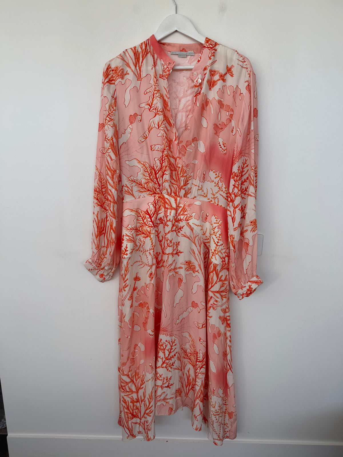 Stella McCartney Coral Print Silk Dress - Size 48 (14-16)