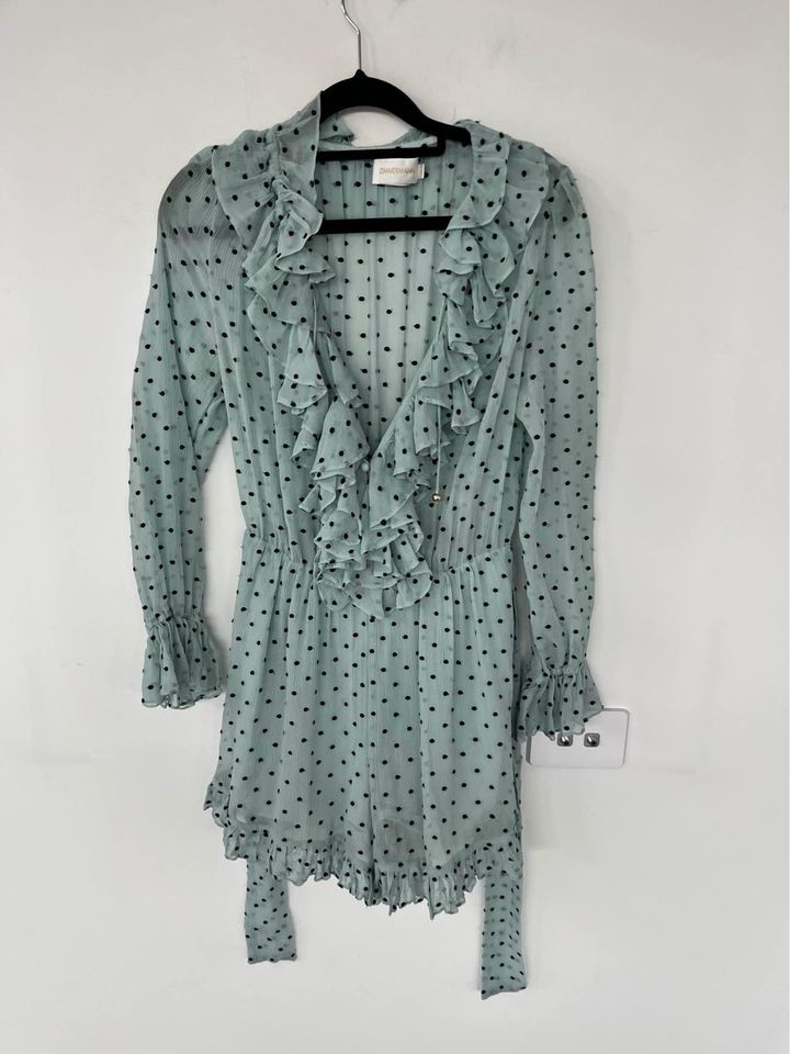 Zimmermann blue polka dot playsuit - size 0