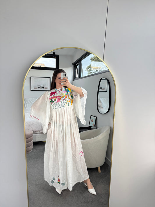 Kilometre Paris Embroidered Cotton Dress - Size O/S