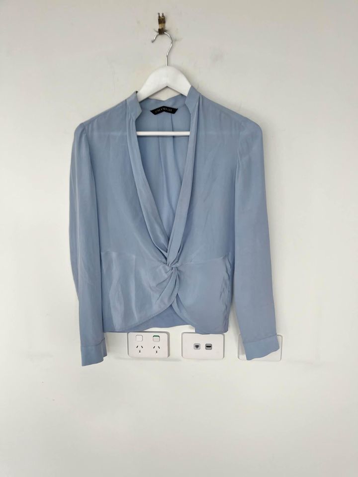 Dion Lee blue silk twist blouse - size 6