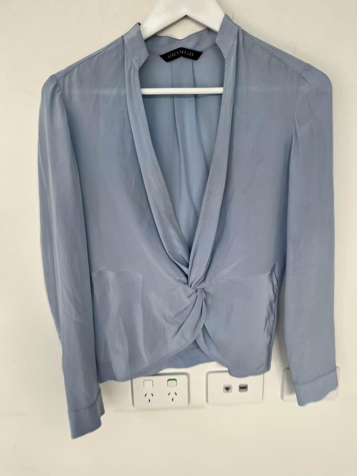 Dion Lee blue silk twist blouse - size 6