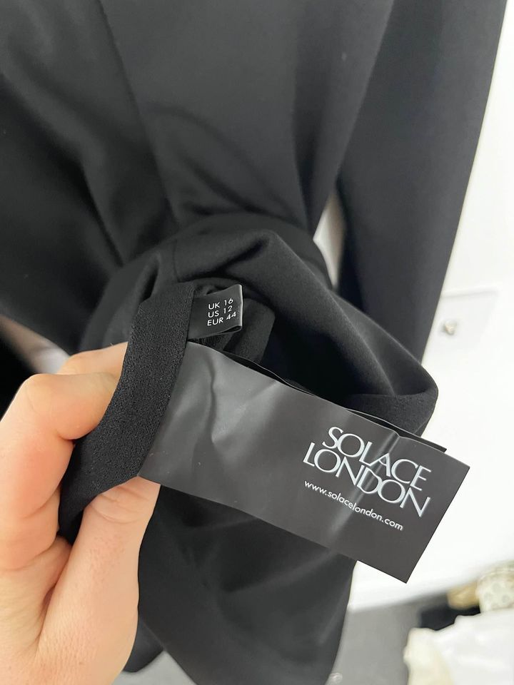 Solace London black maxi dress - size 16