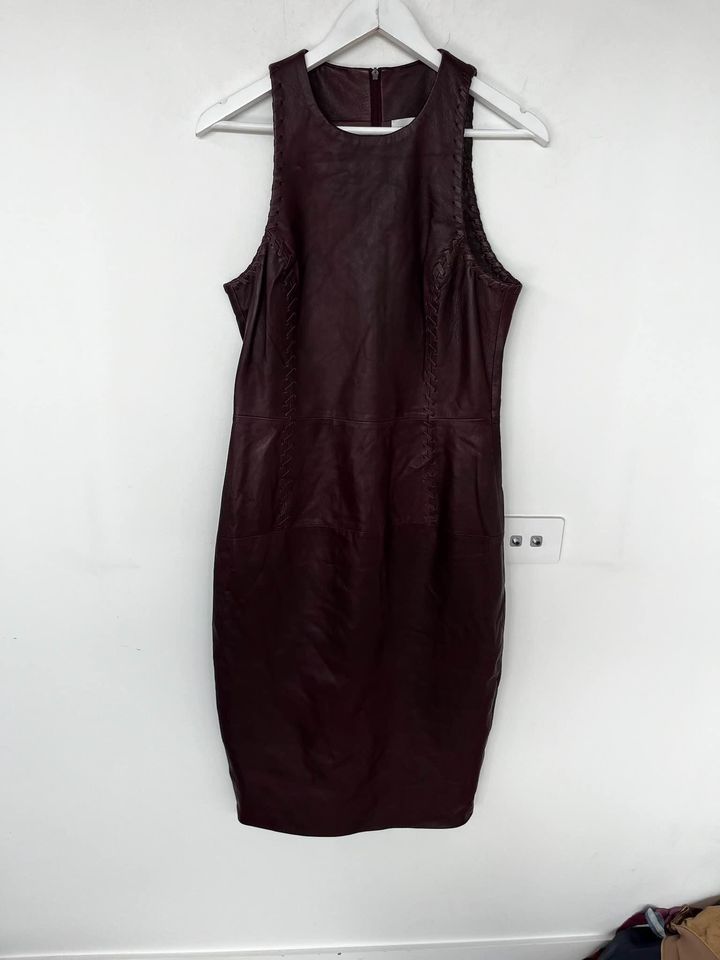 Rebecca Vallance Leather Midi Dress - size 12