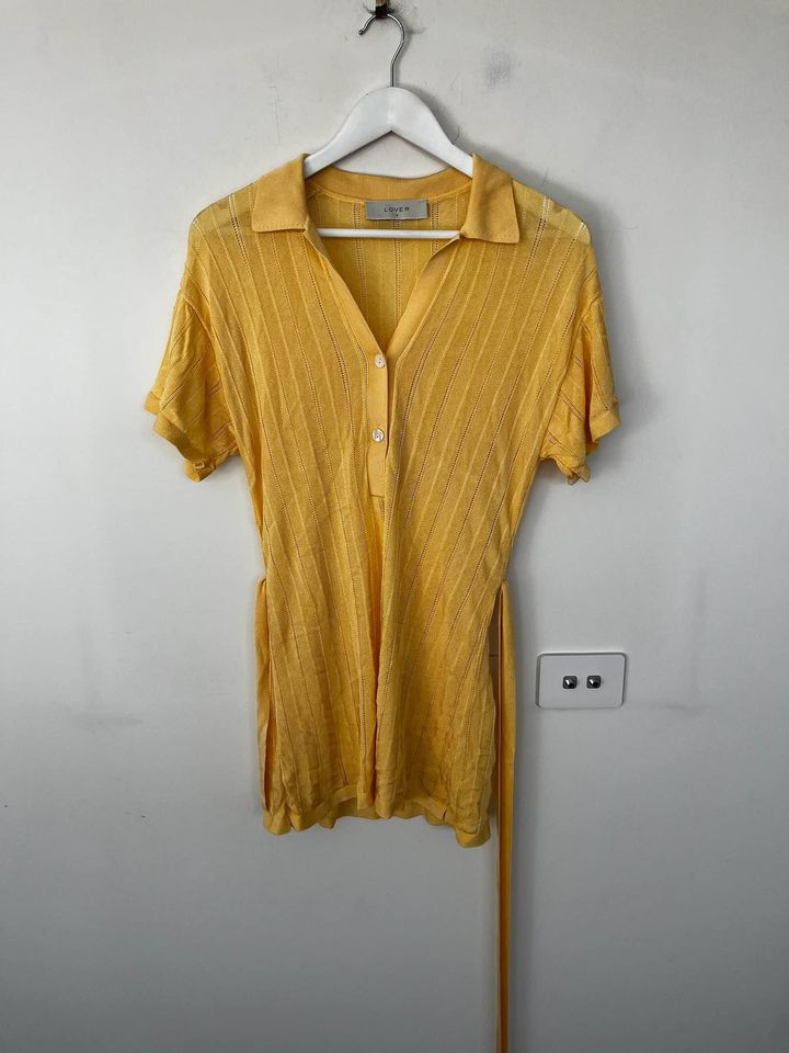 Lover Yellow Knit Mini Dress - size 8