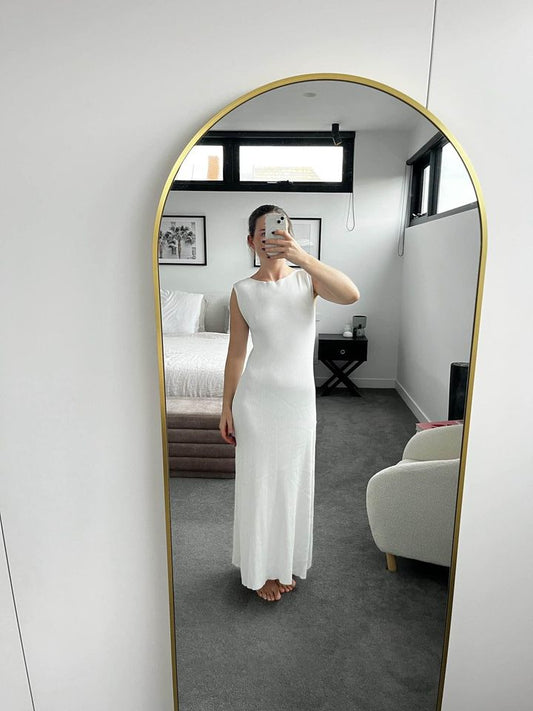 Dissh White Rib Maxi Dress - size XXL