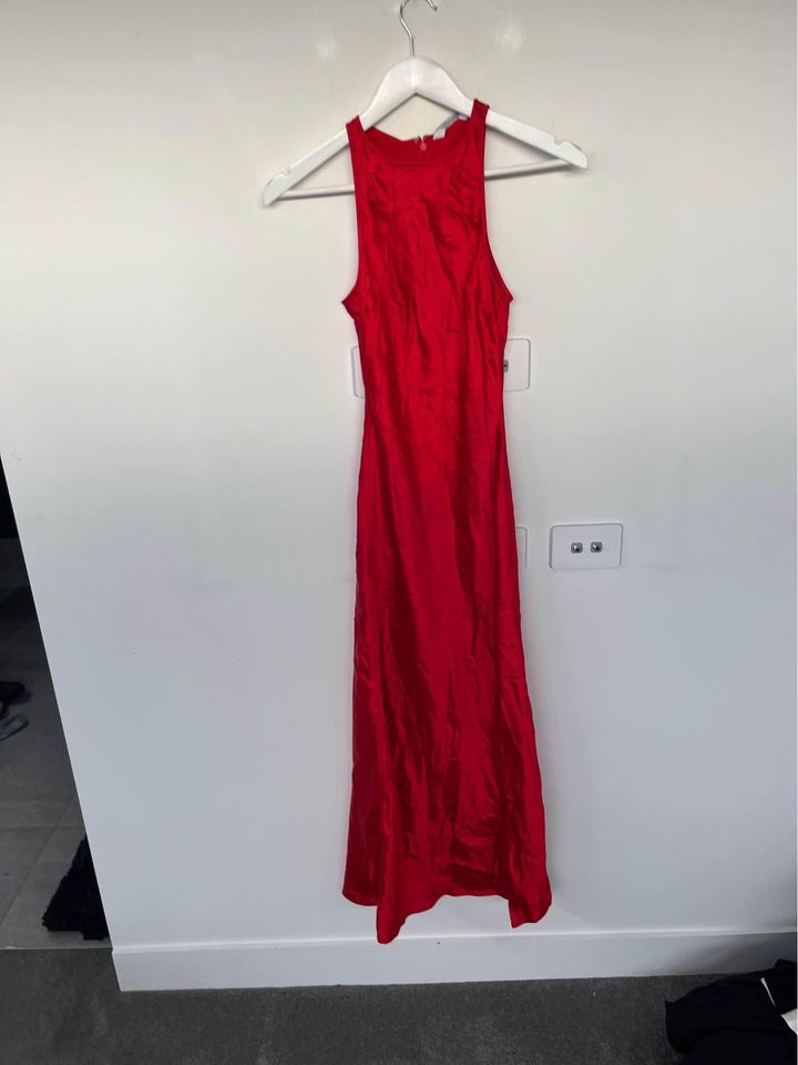 & Other Stories red midi slip dress - size 6