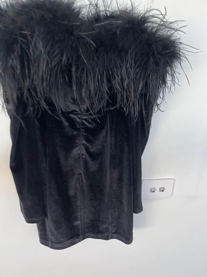 Bianca & Bridget black feather mini dress - size s