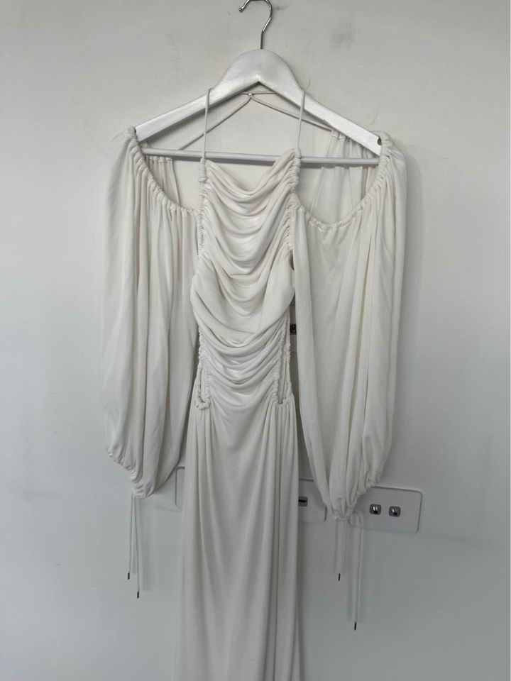 Dion Lee cut out white ruched midi dress - size 6