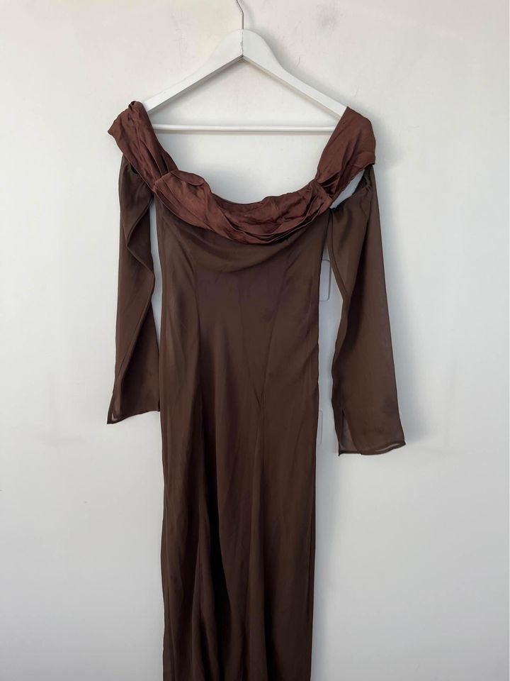 Meshki Brown Sheer Maxi Dress - size xs