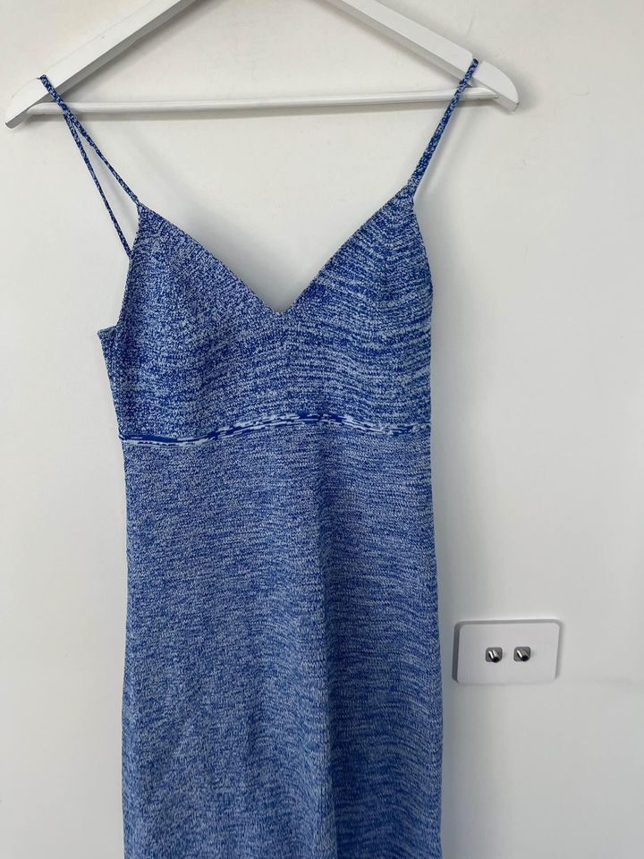 Scanlan Theodore Blue Knit Mini Dress - size medium