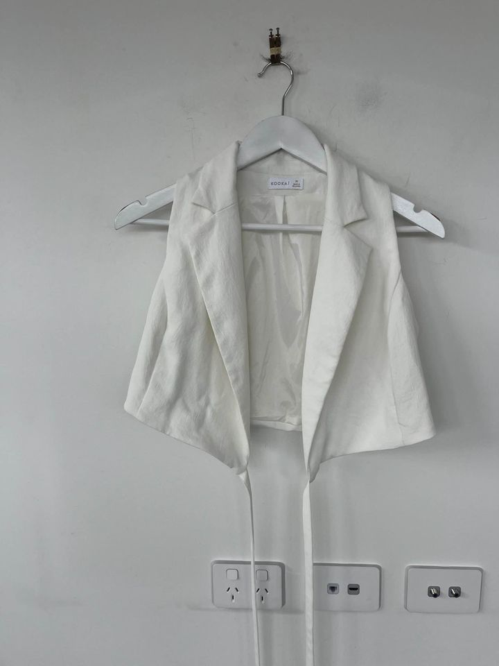 Kookai White Wrap Blazer Top - size 38