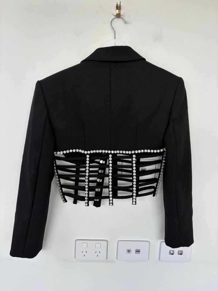 AREA Blazer Diamanté Crop - size 2 (xs)