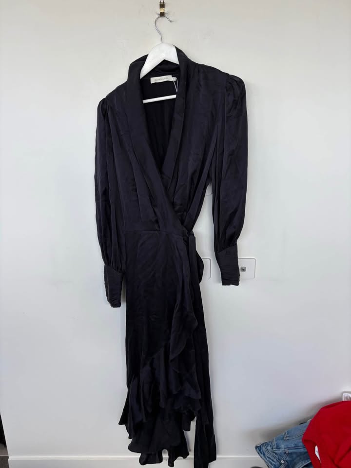 Zimmerman Navy Silk Wrap Dress - size 3