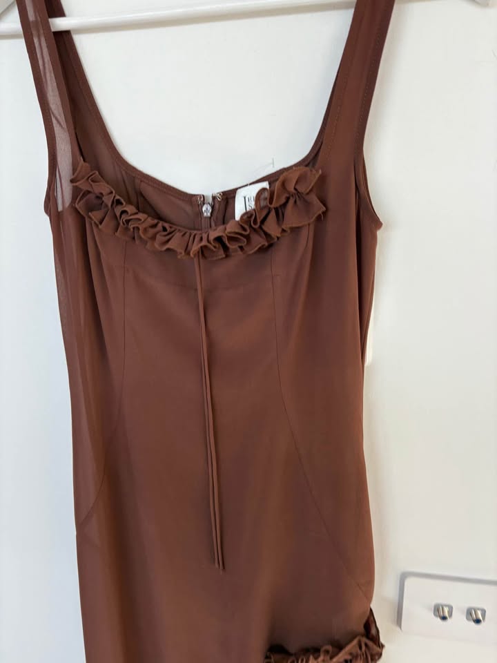 Helsa Brown Sheer Dress - size xs